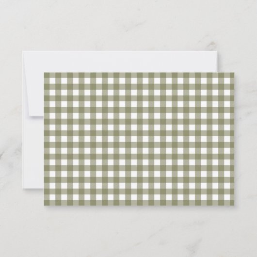 Olive Green Gingham Baby shower Bedankkaart (Achterkant)