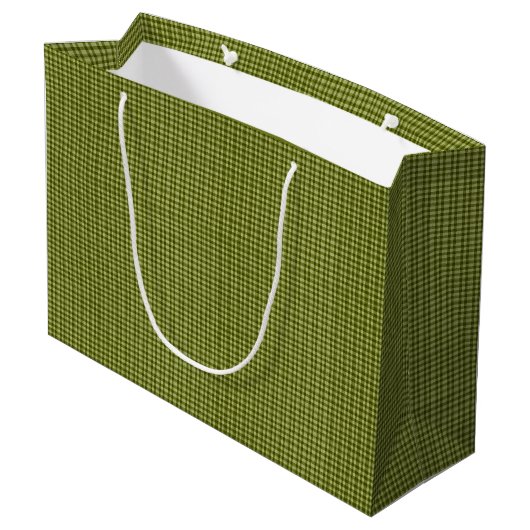 Olive Green Gingham-GIFT BAG L Large Cadeautasje (Achterkant Gekanteld)