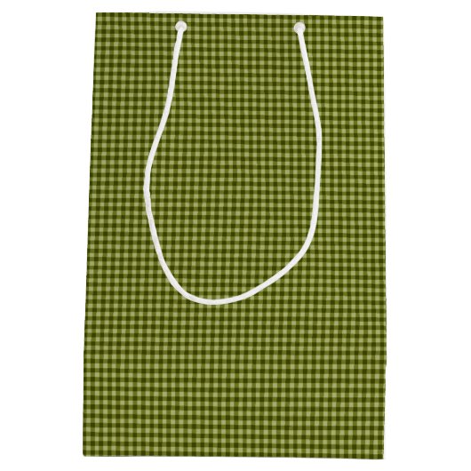 Olive Green Gingham-GIFT BAG M Medium Cadeauzakje (Achterkant)
