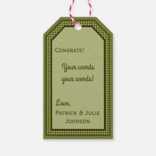 Olive Green Gingham-HANG/GIFT LABEL SJABLOON Cadeaulabel