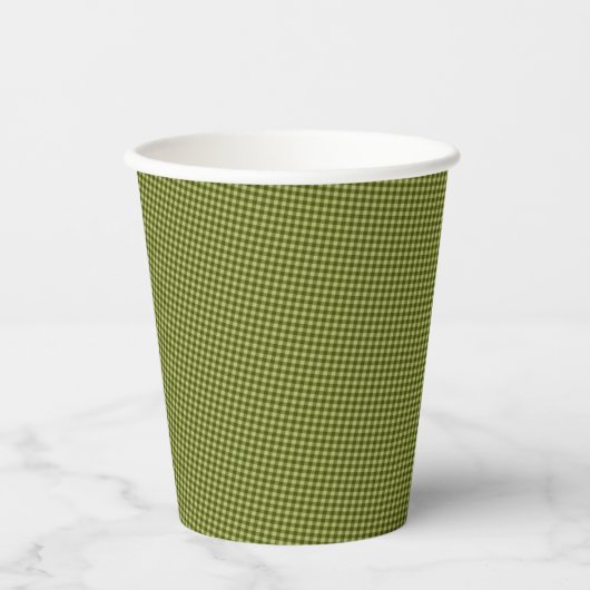 Olive Green Gingham-PAPER PARTY CUPS Papieren Bekers (Voorkant)