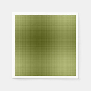 Olive Green Gingham-PAPER PARTY NAPKINS Servet