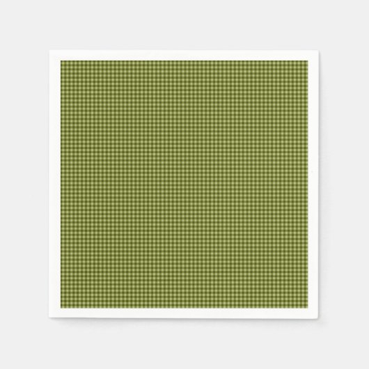 Olive Green Gingham-PAPER PARTY NAPKINS Servet (Voorkant)