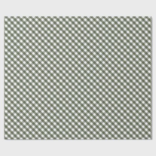 Olive Green Gingham Patterned Cadeaupapier (Vlak)