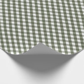 Olive Green Gingham Patterned Cadeaupapier (Hoek)
