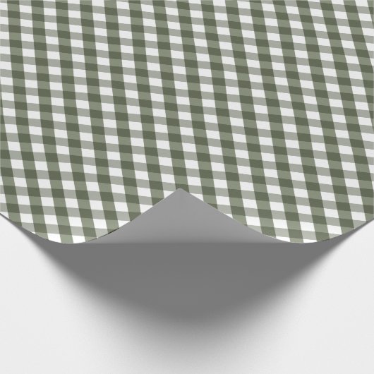 Olive Green Gingham Patterned Cadeaupapier (Hoek)