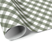 Olive Green Gingham Patterned Cadeaupapier (Rol Hoek)