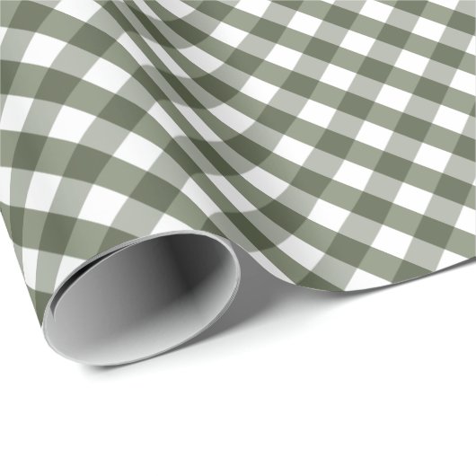 Olive Green Gingham Patterned Cadeaupapier (Rol Hoek)