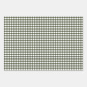 Olive Green Gingham Patterned Inpakpapier Vel (Voorkant 2)