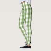 Olive Green Gingham Pset Trendy Pattern Leggings (Links)
