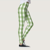 Olive Green Gingham Pset Trendy Pattern Leggings (Rechts)