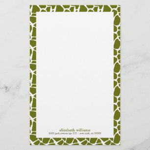 Olive Green Giraffe Pattern Briefpapier