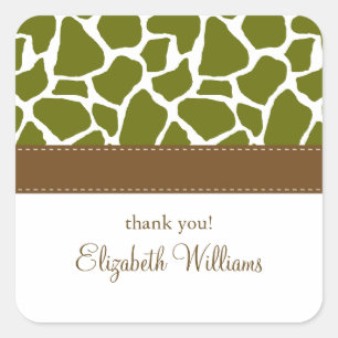 Olive Green Giraffe Pattern Vierkante Sticker