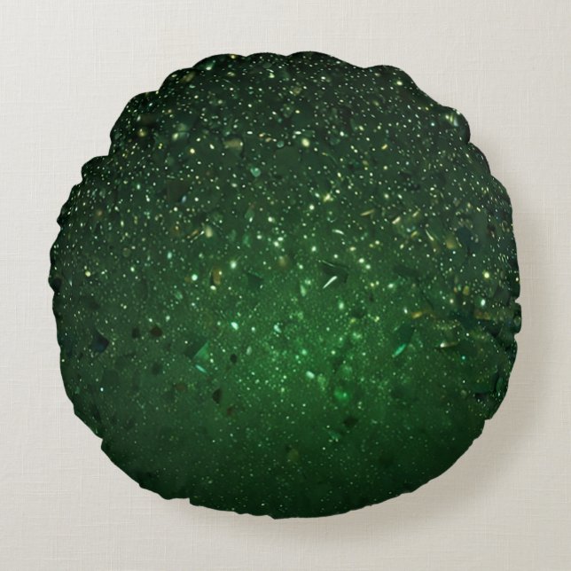 Olive Green Glitter Rond Kussen (Voorkant)