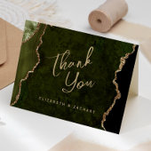 Olive Green Gold Agaat Script Wedding Bedankt Kaart