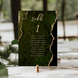 Olive Green Gold Agaat Wedding Kaart<br><div class="desc">Deze stijlvolle moderne trouwtafel heeft een olijfgroene waterverf agaatachtergrond met faux gold glitter. Het woord "tafel" verschijnt in goudkleurig handschrift. Voeg de namen van uw gasten toe die aan elke tafel zijn toegewezen.</div>