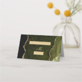 Olive Green Gold Agate Script Trouwtafel Plaatskaartje (Voorkant)