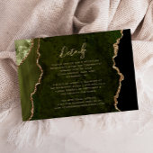 Olive Green Gold Agate Script Wedding Details Informatiekaartje