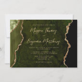 Olive Green Gold Agate Script Wedding Kaart (Voorkant)