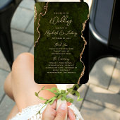 Olive Green Gold Agate Script Wedding Program Handwaaier