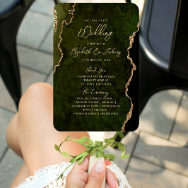 Olive Green Gold Agate Script Wedding Program Handwaaier