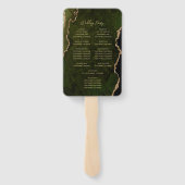 Olive Green Gold Agate Script Wedding Program Handwaaier (Achterkant)