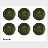 Olive Green Gold Agate Script Wedding Ronde Sticker (Vel)