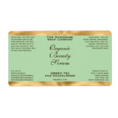 Olive Green & Gold Cosmetics Dropper Bottle Label (Voorkant)