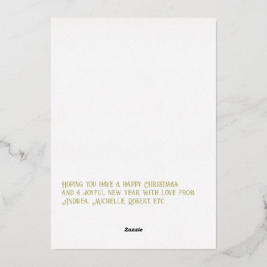 Olive Green & Gold Gingham Kerstvakantie Foto Folie Feestdagenkaart (Achterkant)