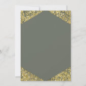 Olive Green Gold Glitter Flakes Glam Sweet 16 Kaart (Achterkant)