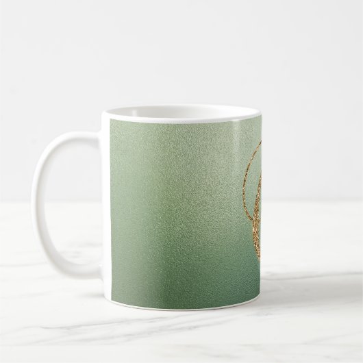 Olive Green Gold Glitter Letter C Koffiemok (Links)