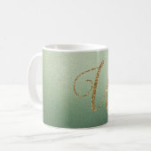 Olive Green Gold Glitter Letter U Koffiemok (Voorkant links)
