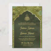Olive Green Gold Moroccan Muslim Wedding Kaart (Voorkant)