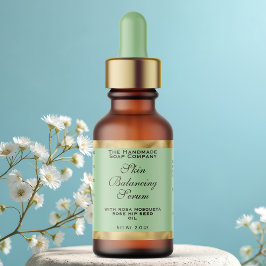 Olive Green & Gold Small Dropper Bottle Label 