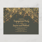 Olive Green Gold String Lights Engagement Party Briefkaart (Voorkant)
