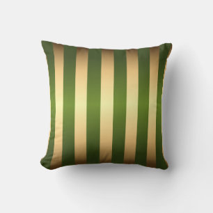Olive Green Gold Stripes Patroon Kussen
