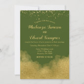 Olive Green Gold Wedding Invitation Elegant Kaart (Voorkant)