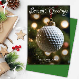 Olive Green Golf Seizoen Groeten Kerstmis Feestdagenkaart