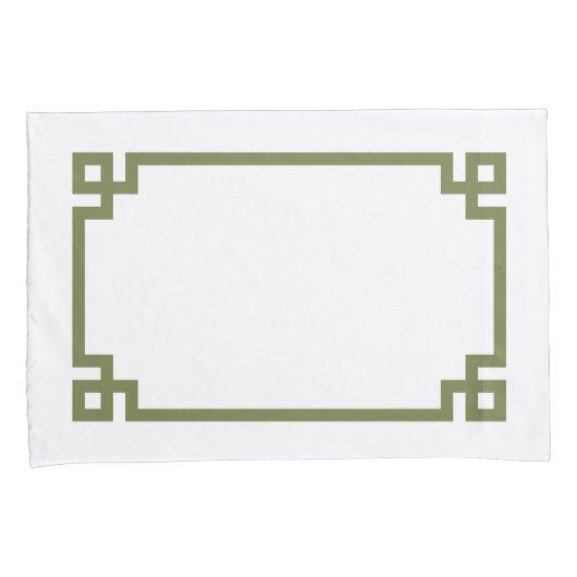 Olive Green Greek Key Border Standard Kussensloop (Voorkant-Rechts)