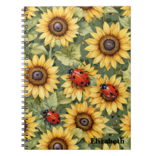 Olive Green Greenery Zonnebloem Lady Bug Garden Ze Notitieboek