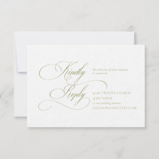 Olive Green "H" Monogram Wedding RSVP Card Kaartje