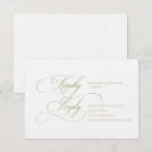 Olive Green "H" Monogram Wedding RSVP Card Kaartje (Voorkant / Achterkant)