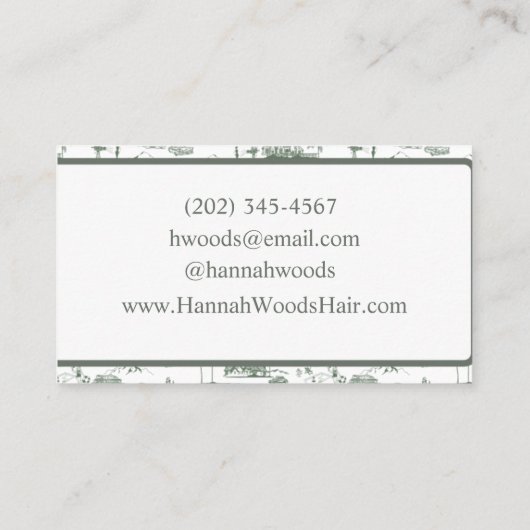  Olive Green Hollywood Hills Toile Visitekaartje (Achterkant)