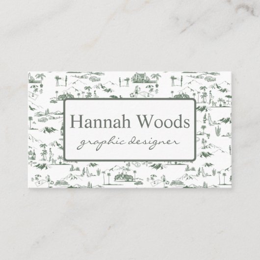  Olive Green Hollywood Hills Toile Visitekaartje (Voorkant)