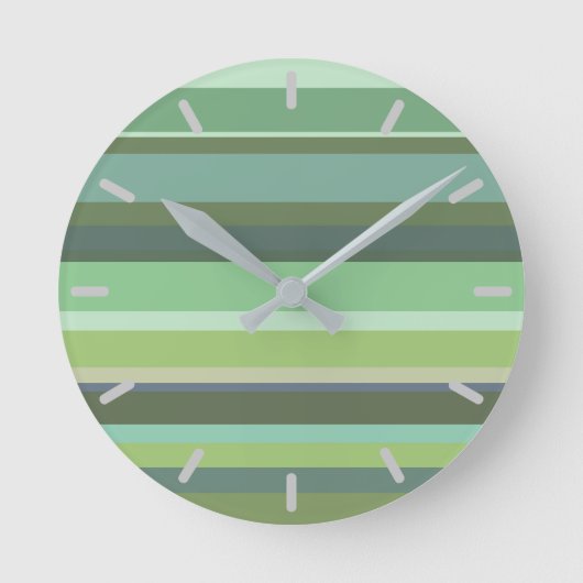 Olive green horizontal stripes ronde klok (Voorkant)