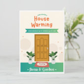 Olive Green House Warming Invitation Kaart Set (Staand voorkant)