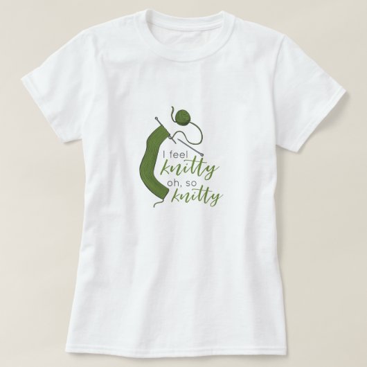 Olive Green ik voel me knitty, Oh zo knitty T-shirt (Design voorkant)