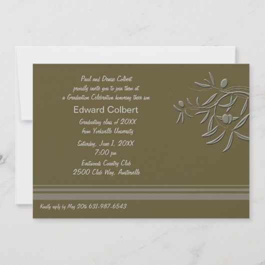 Olive Green Invitation Kaart (Voorkant)