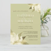 Olive Green Ivory Floral Wedding Invitations Kaart (Staand voorkant)