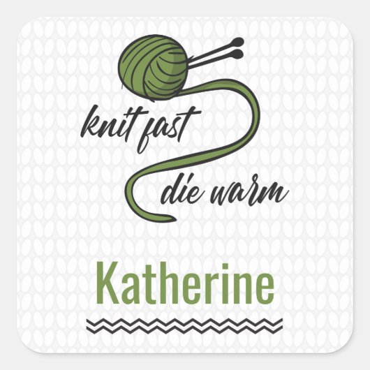 Olive Green Knit Fast, Die Warm Vierkante Sticker (Voorkant)